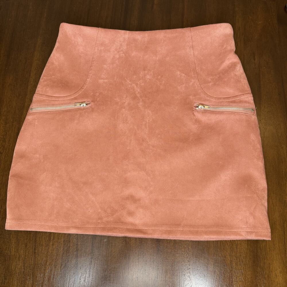 HYE FVE Womenβs Miniskirt Faux Suede Medium Peach 100% Polyester